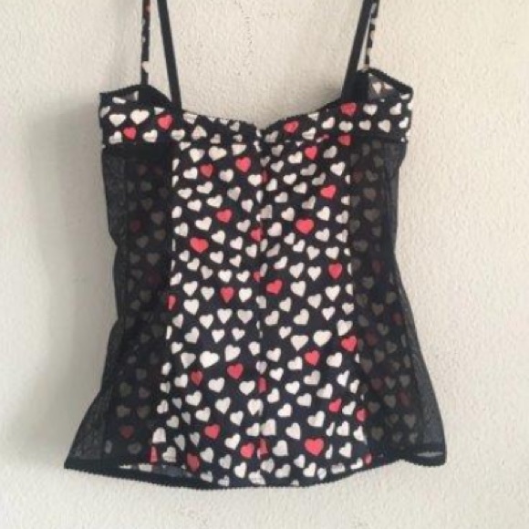 Dolce & Gabbana authentic RARE Y2K black heart bustier mesh stretch pinUp Medium - Picture 3 of 16